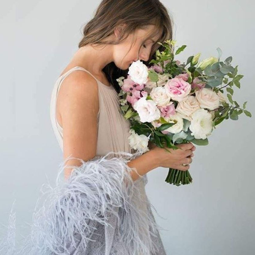 Mohair Lace Shawl with Ostrich Feathers