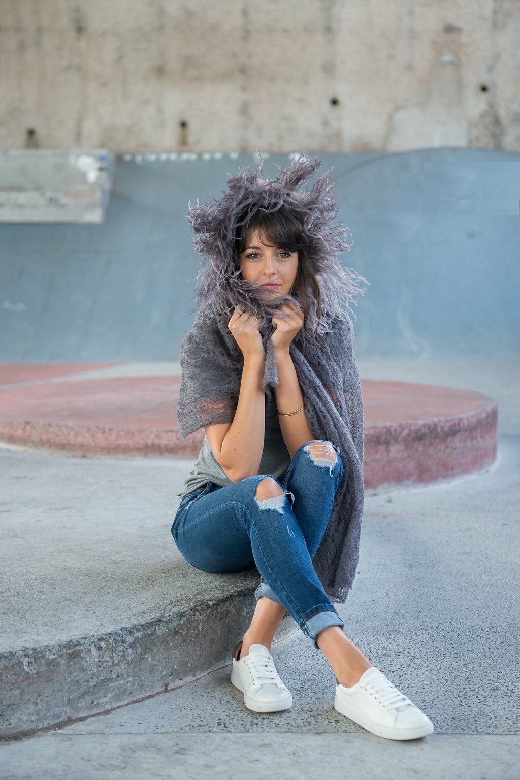 Mohair Lace Shawl with Ostrich Feathers