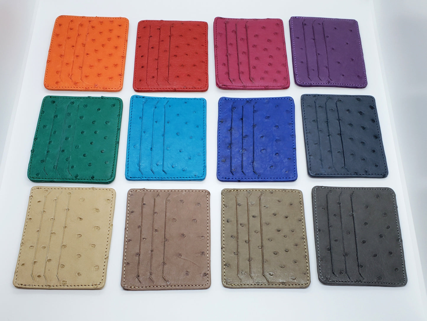 Ostrich Leather 2 Sided Credit Card and Cash Wallet