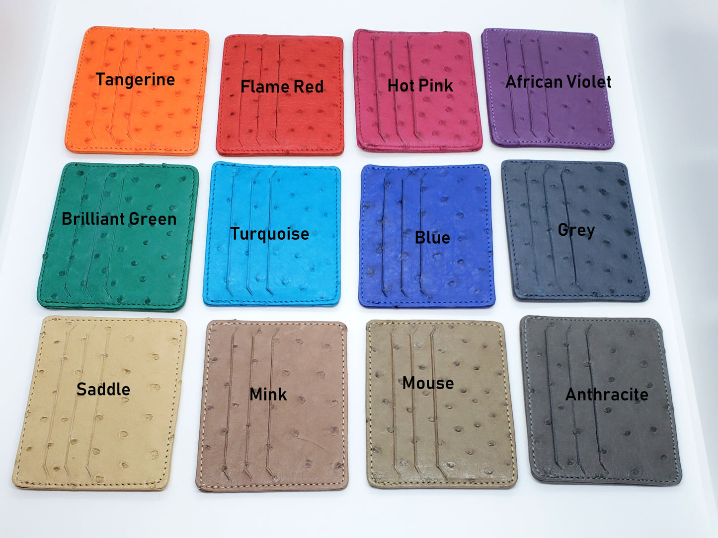 Ostrich Leather 2 Sided Credit Card and Cash Wallet