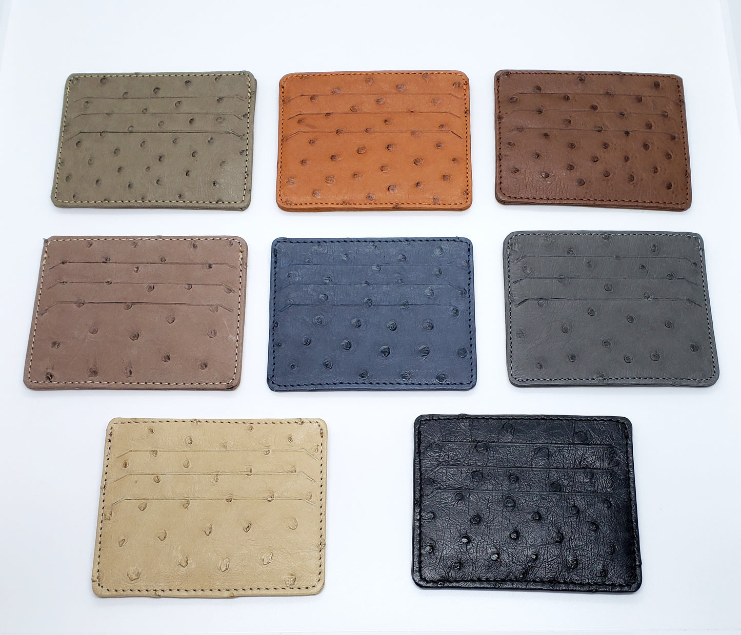 Ostrich Leather 2 Sided Credit Card and Cash Wallet