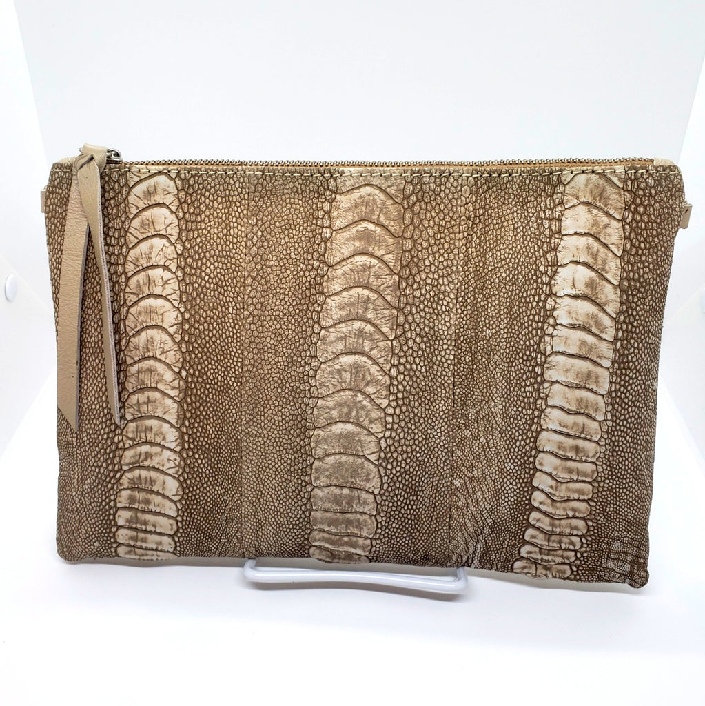 Buy Handmade Leather Clutch Bag ALLIE in Gold Black Ostrich Online in India  