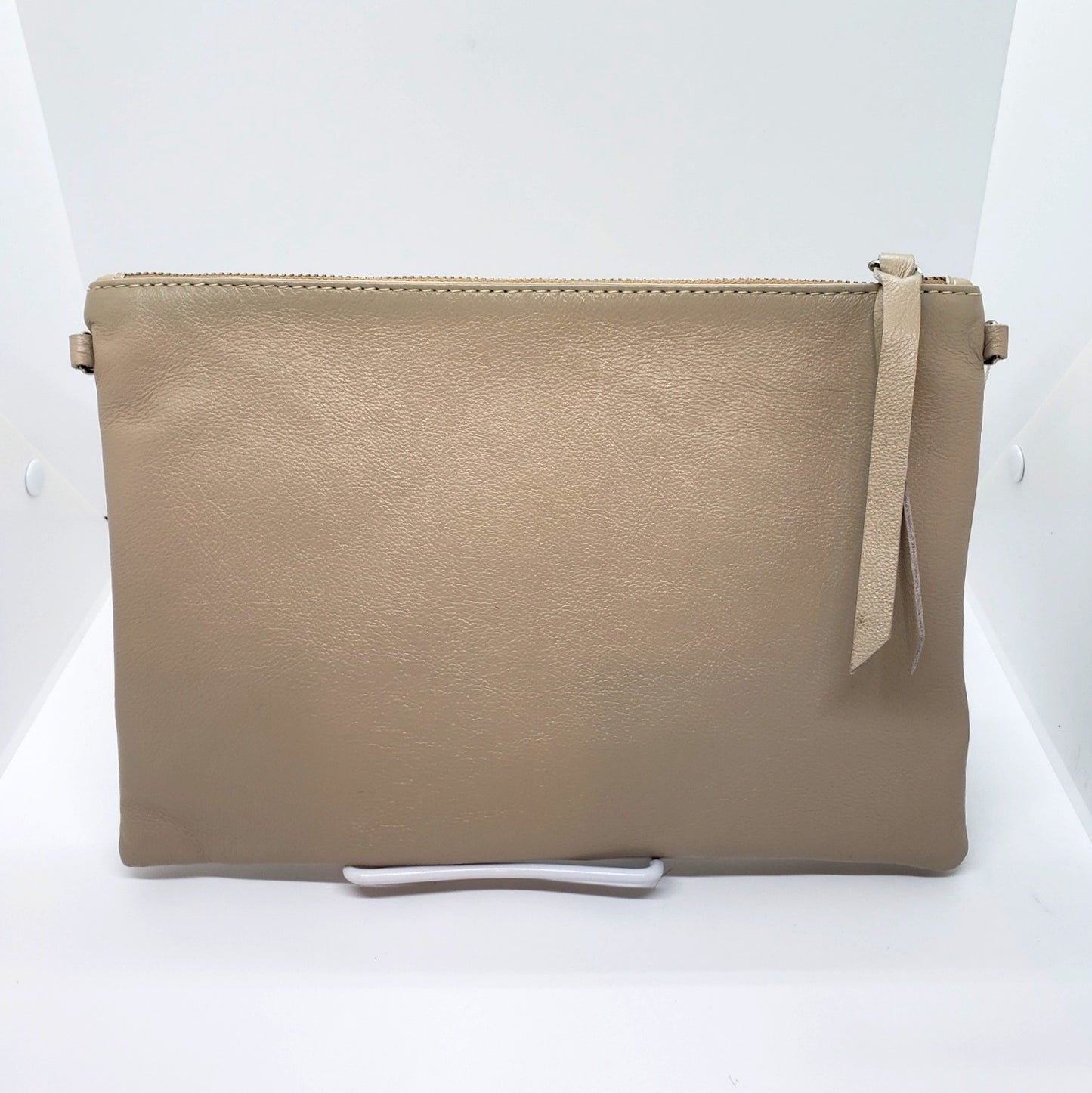 Ostrich Shin Leather Clutch/Handbag - Natural