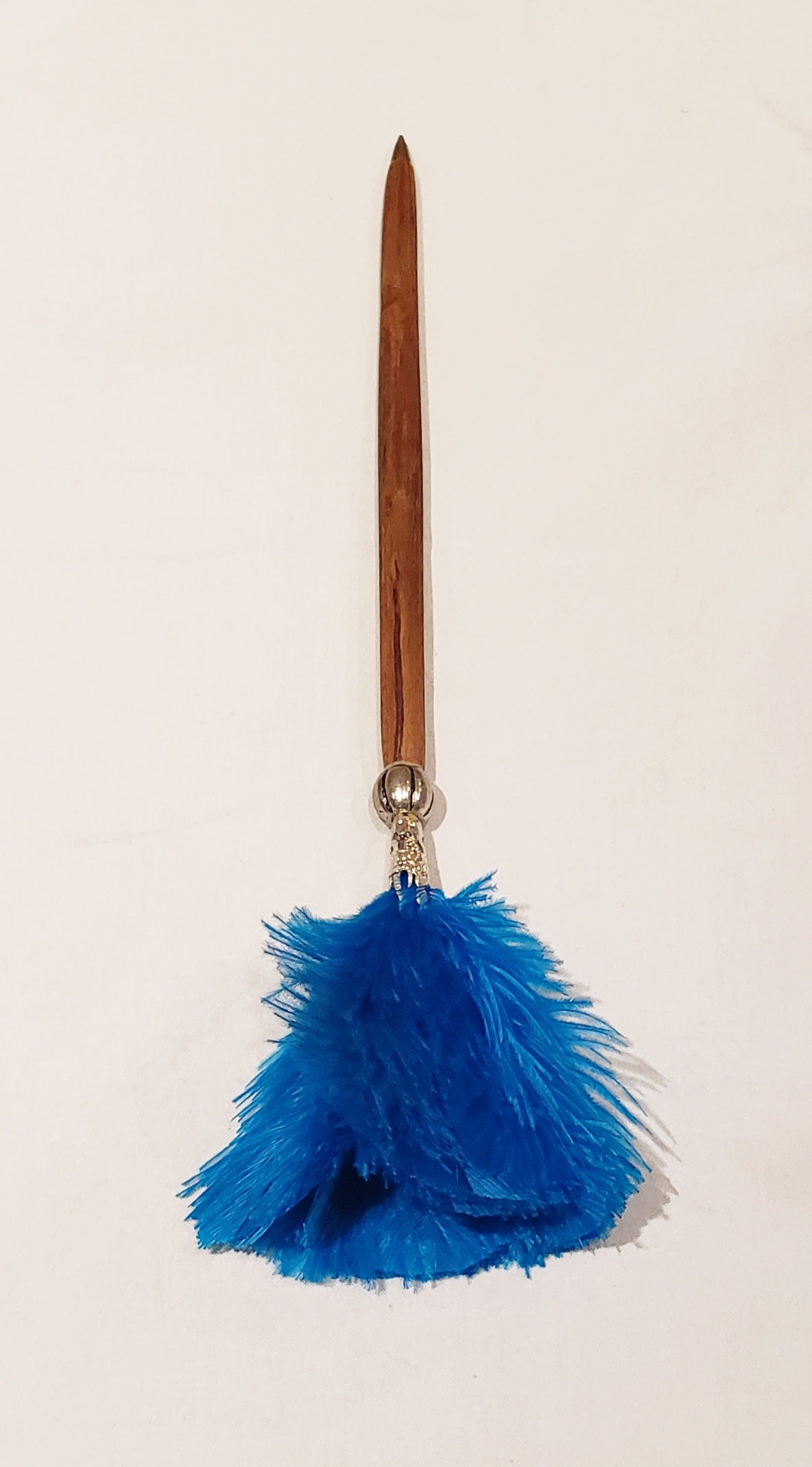 Olive Wood and Ostrich Feather Pen