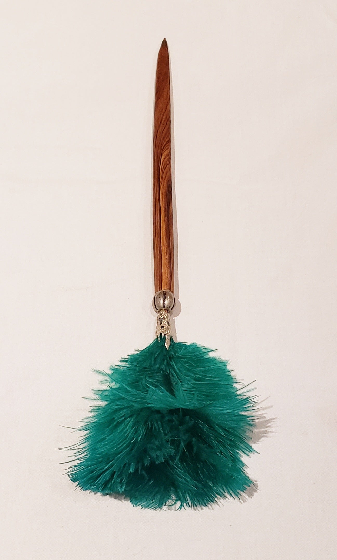 Olive Wood and Ostrich Feather Pen