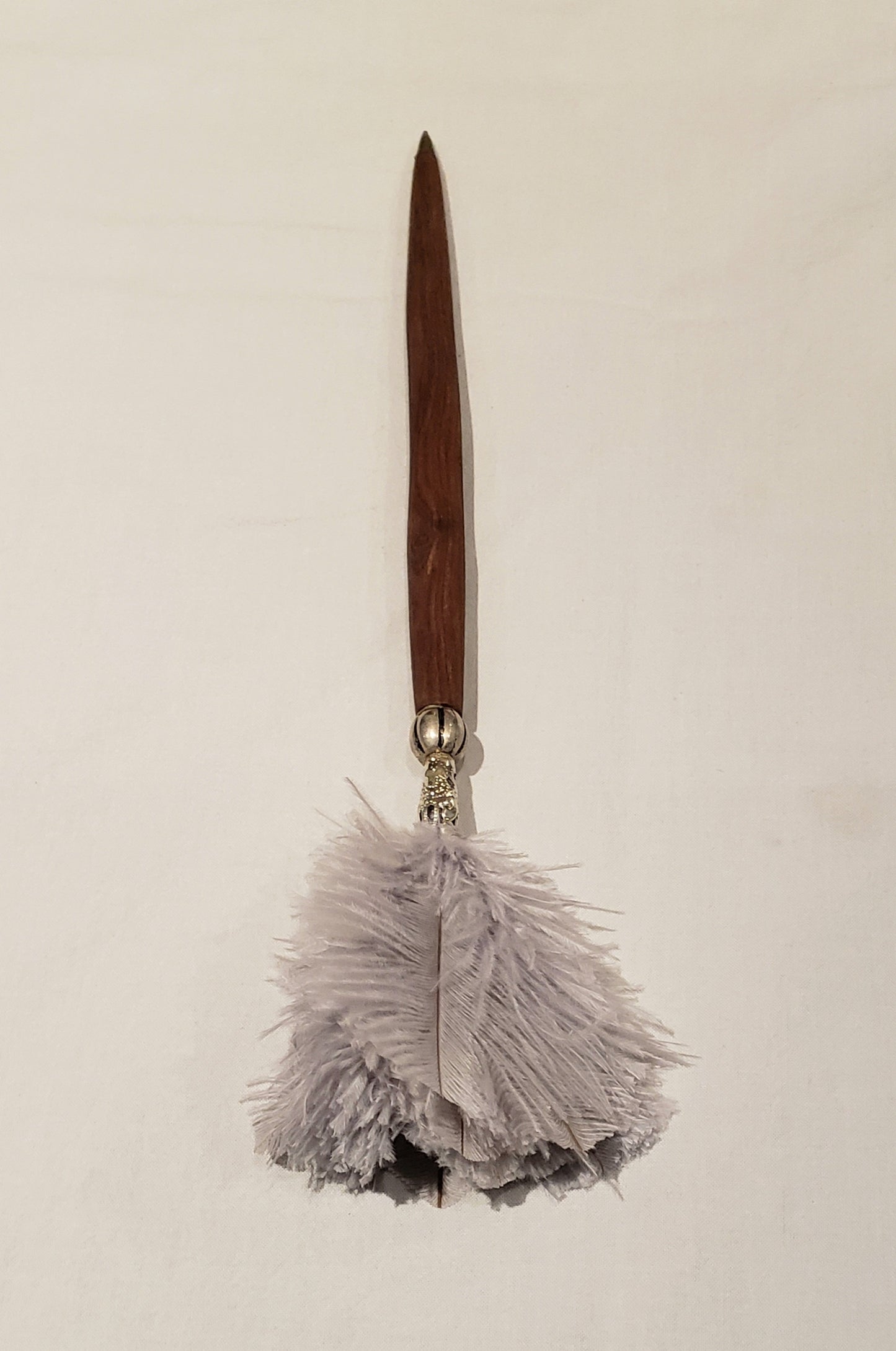 Olive Wood and Ostrich Feather Pen