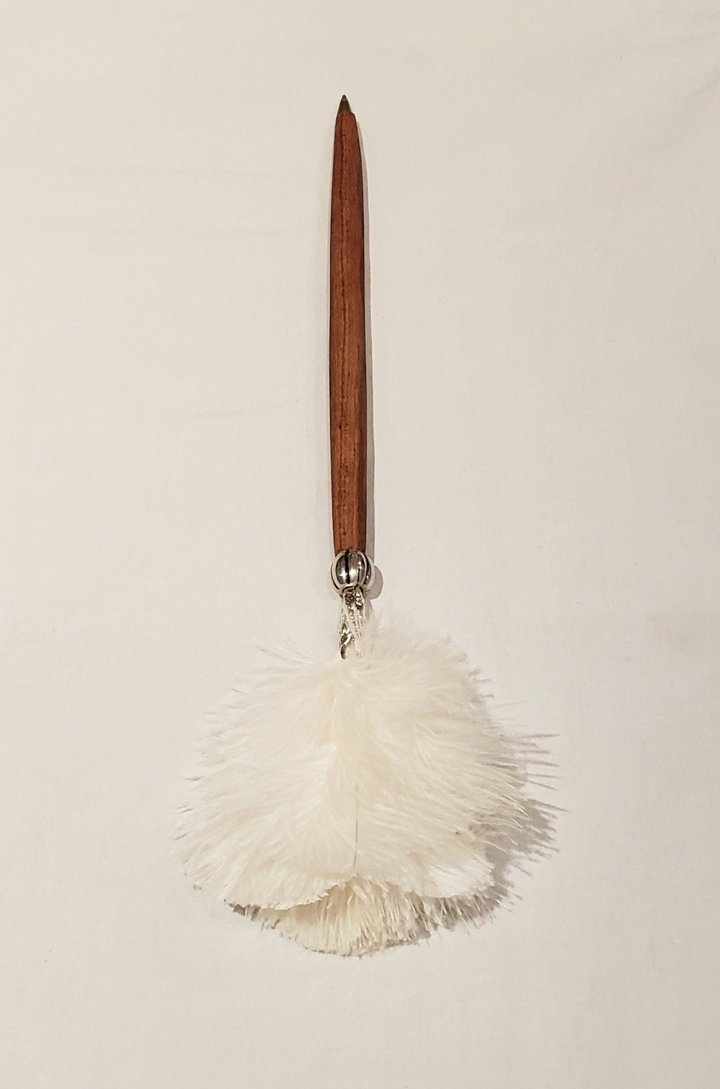 Olive Wood and Ostrich Feather Pen