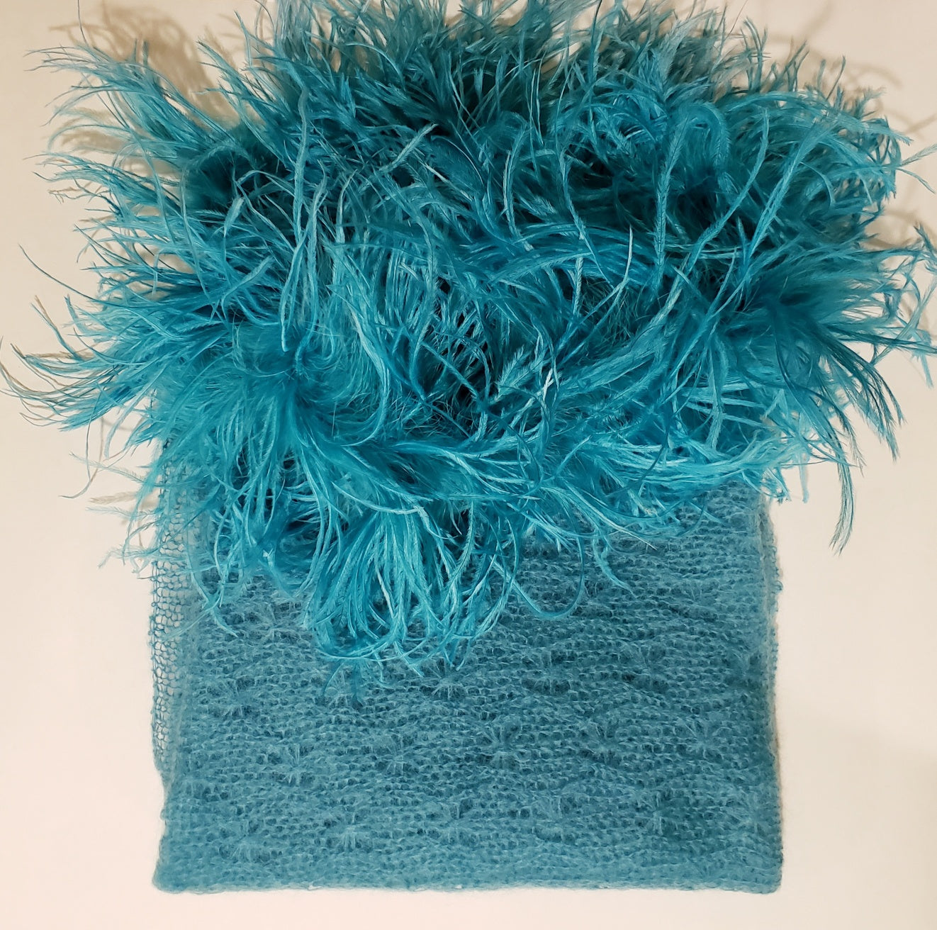 Mohair Lace SHAWL with Ostrich Feathers