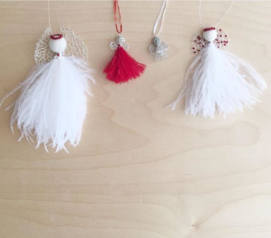 Handmade Karoo Angel Jewel - Red Feathers