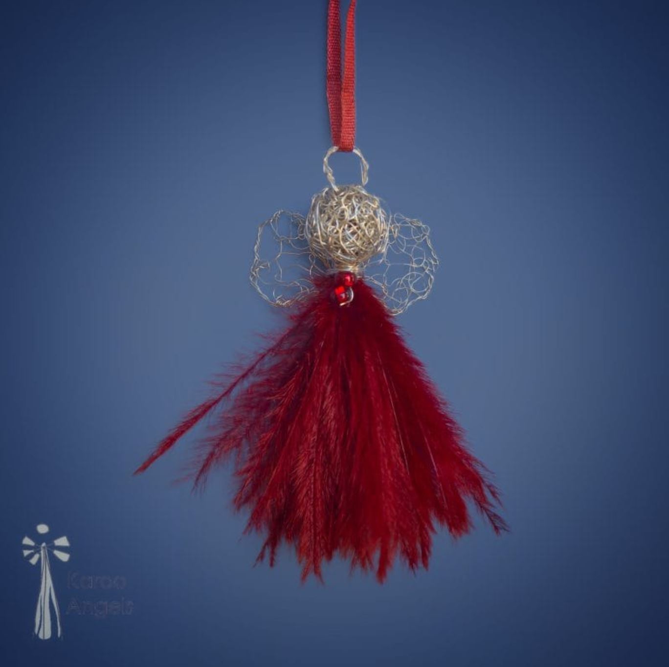 Handmade Karoo Angel Jewel - Red Feathers