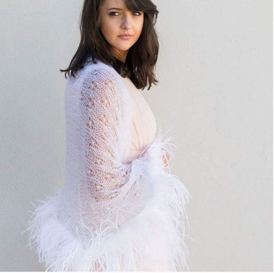 Mohair Lace SHAWL with Ostrich Feathers