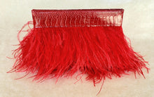 Ostrich Feather Clutch with Ostrich Shin Leather detail