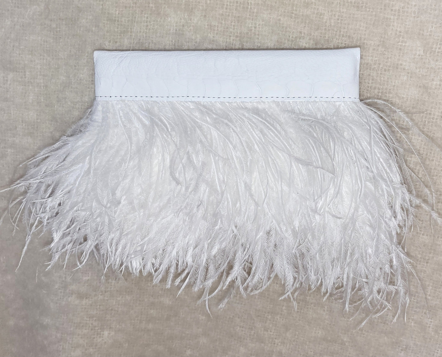 Ostrich Feather Clutch with Ostrich Shin Leather detail