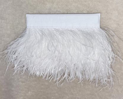 Ostrich Feather Clutch with Ostrich Shin Leather detail