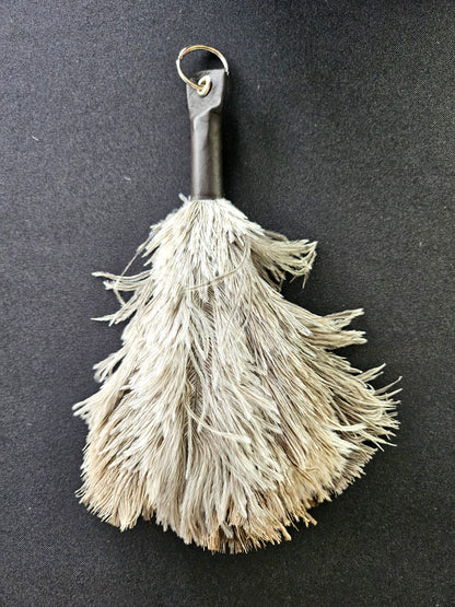 Ostrich Feather Keyring Handbag Charm With Leather Top