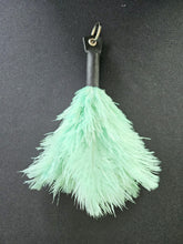Ostrich Feather Keyring Handbag Charm With Leather Top