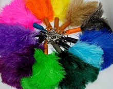 Ostrich Feather Keyring Handbag Charm With Leather Top