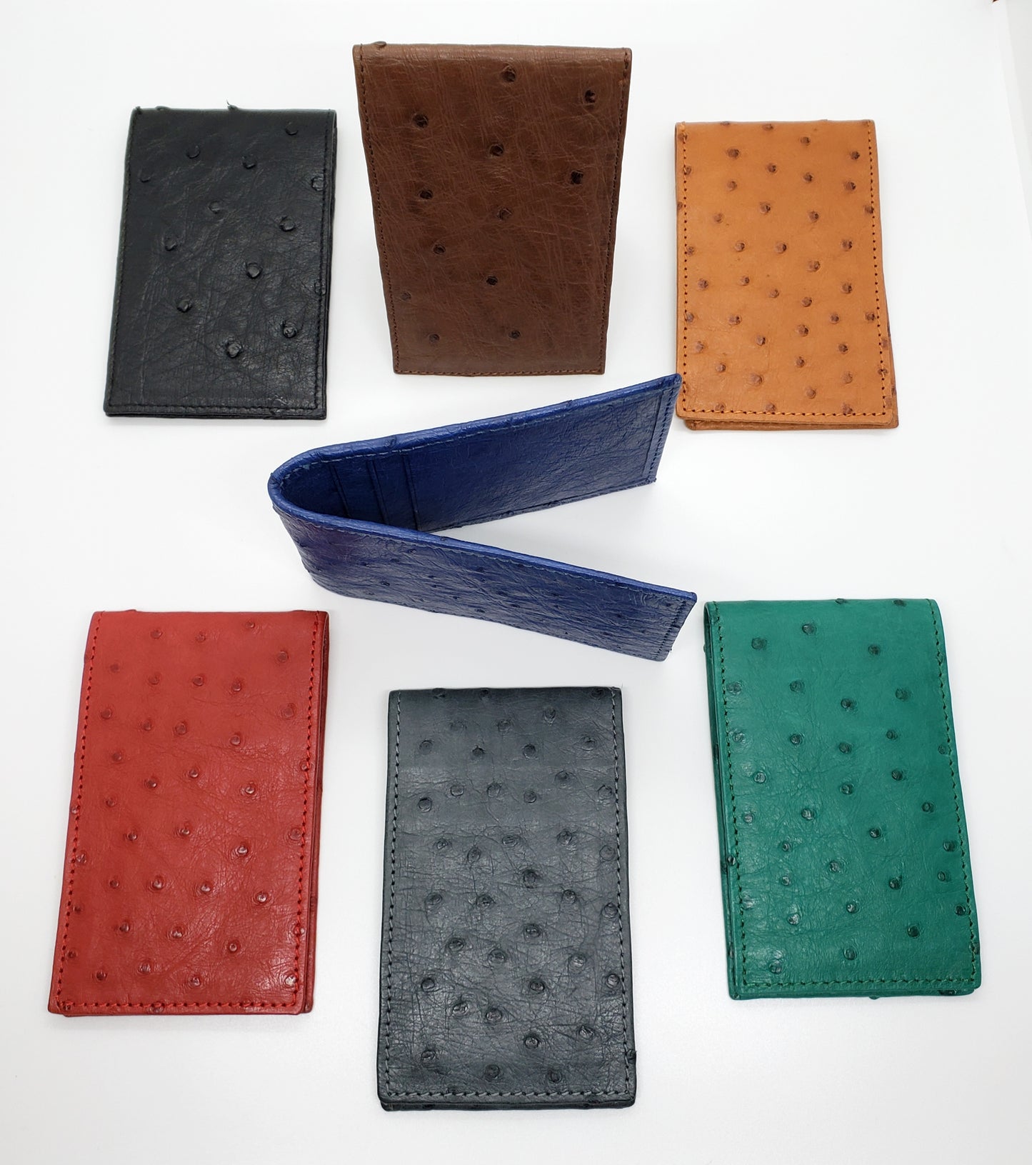 Ostrich Leather Credit Card Folder