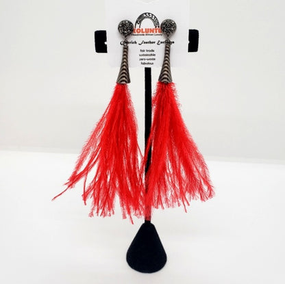Ostrich Feather Earrings with Druzy Bling