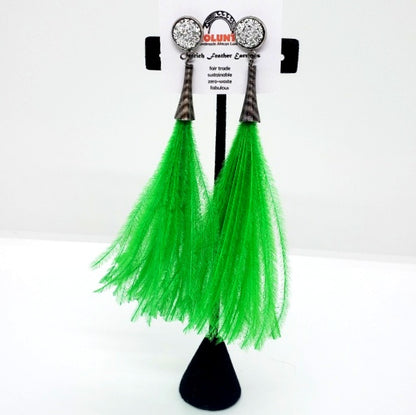 Ostrich Feather Earrings with Druzy Bling