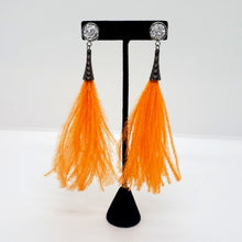 Ostrich Feather Earrings with Druzy Bling