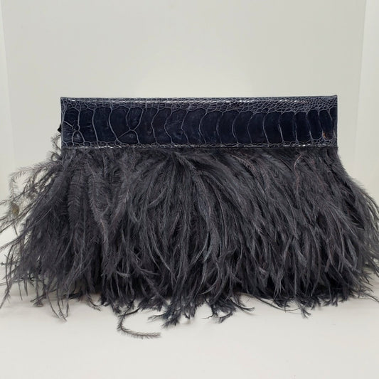 Ostrich Feather Clutch with Ostrich Shin Leather detail