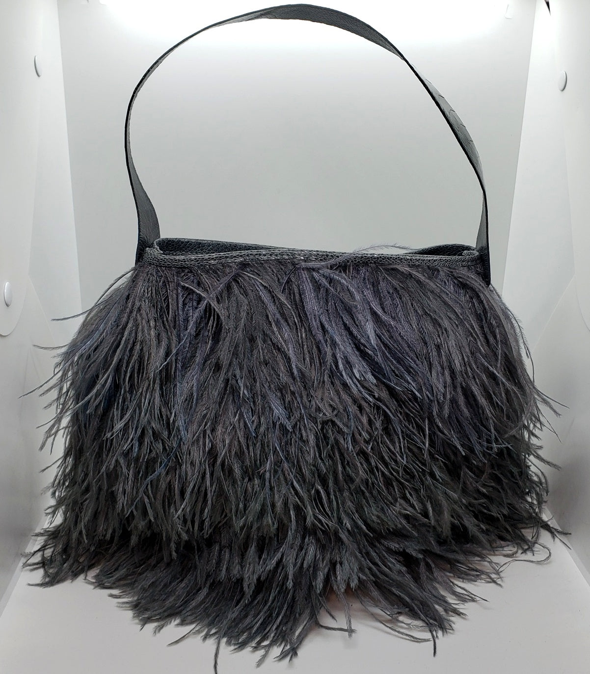 Shayleen Ostrich Feather & Shin Leather TOTE