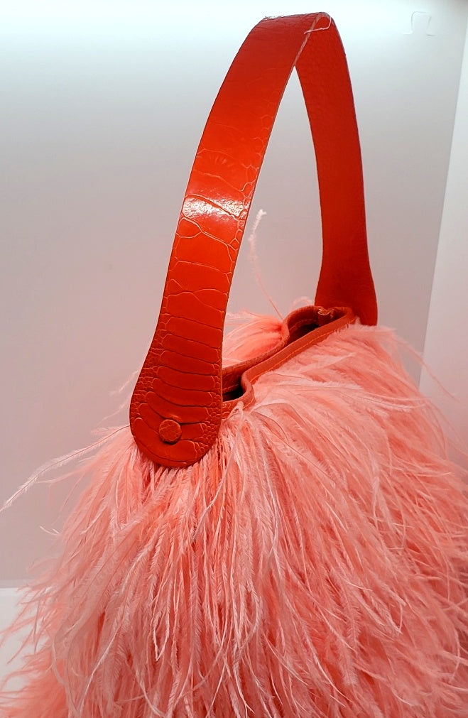 Handmade Orange Ostrich Leather Bag