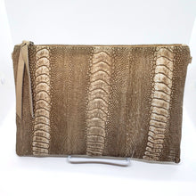 Ostrich Shin Leather Clutch/Handbag - Natural