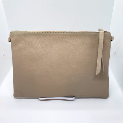 Ostrich Shin Leather Clutch/Handbag - Natural