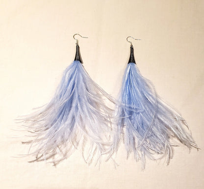 Paved Rhinestone Ostrich Feather Earrings