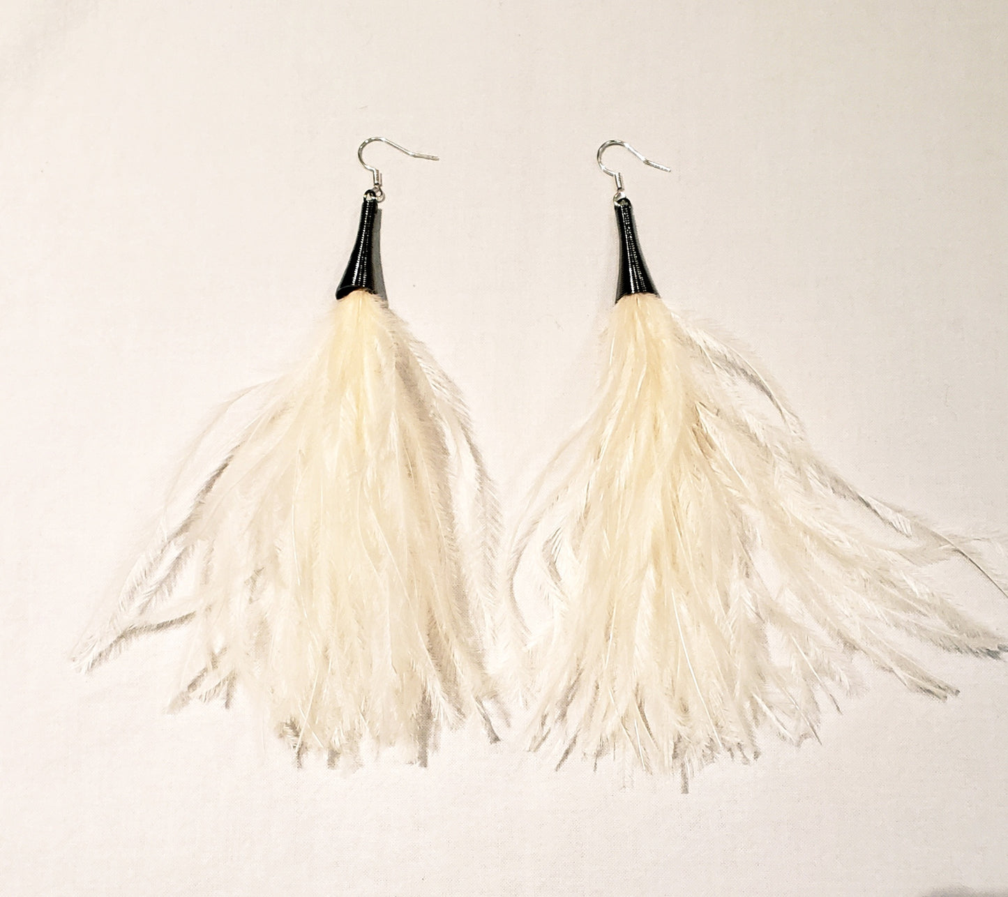 Paved Rhinestone Ostrich Feather Earrings