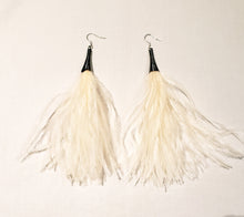 Paved Rhinestone Ostrich Feather Earrings