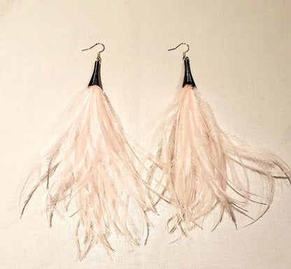 Paved Rhinestone Ostrich Feather Earrings