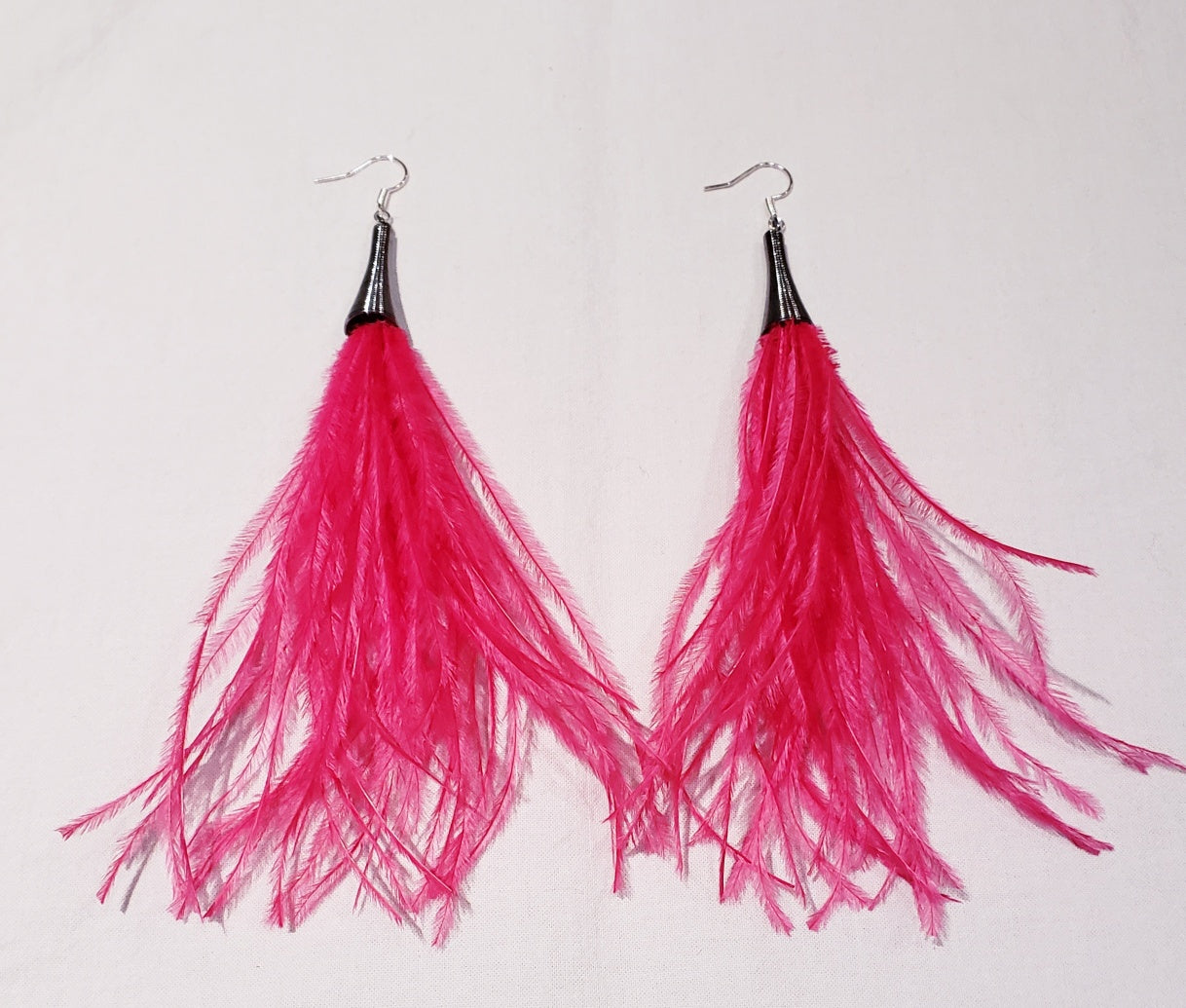 Paved Rhinestone Ostrich Feather Earrings