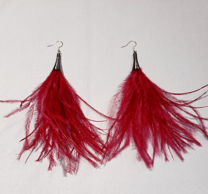 Paved Rhinestone Ostrich Feather Earrings