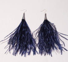 Paved Rhinestone Ostrich Feather Earrings
