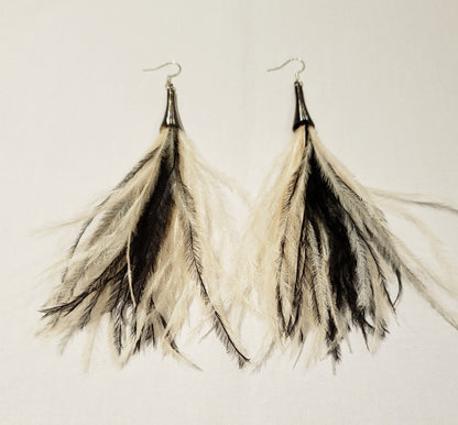 Paved Rhinestone Ostrich Feather Earrings