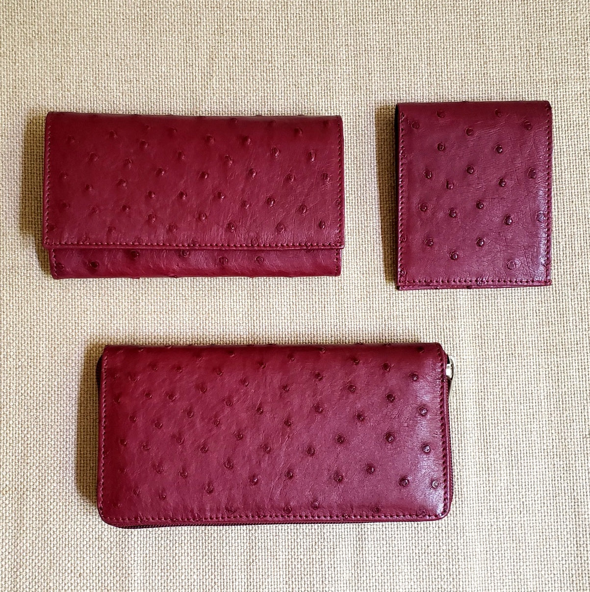 Ostrich Leather Billfold Wallet Slim