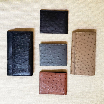 Ostrich Leather Billfold Wallet Slim