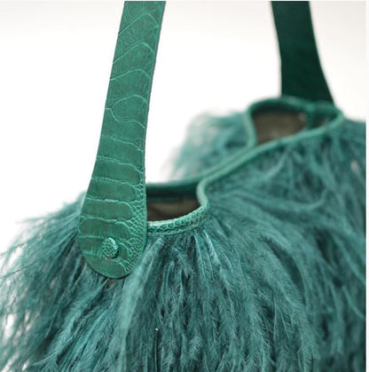 Shayleen Ostrich Feather & Shin Leather TOTE