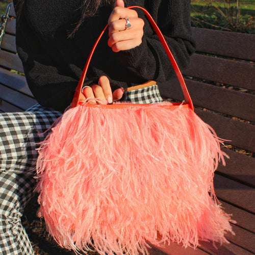Fluffy Feather Mini Party Tote Bag In WHITE