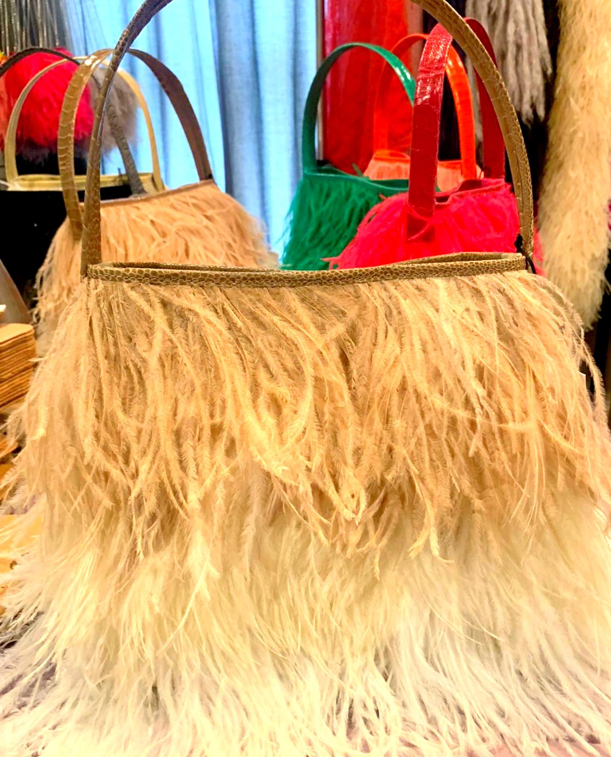 Shayleen Ostrich Feather & Shin Leather TOTE