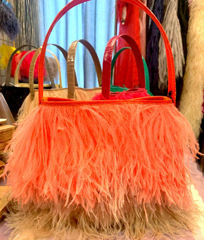 Shayleen Ostrich Feather & Shin Leather TOTE