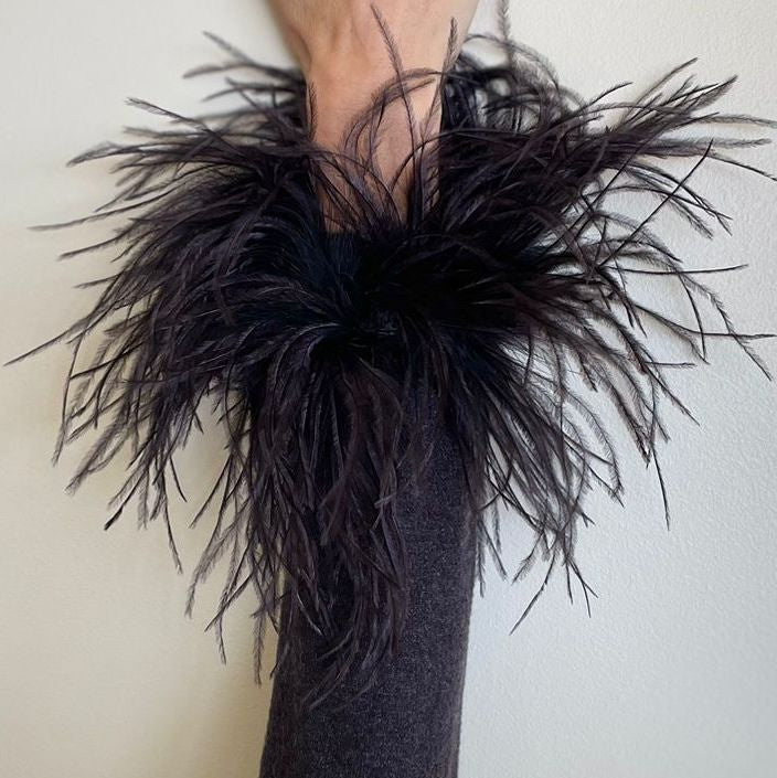 Detachable Ostrich Feather Cuff Mocha