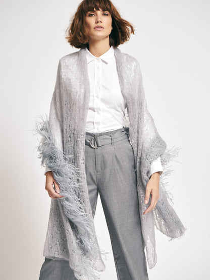 Mohair Lace SHAWL with Ostrich Feathers