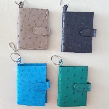 Ostrich Leather Keyring with Licence and Credit Card Holder