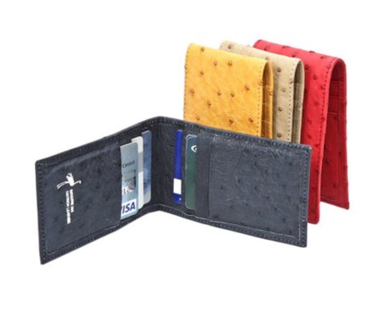 Ostrich Leather Credit Card Folder