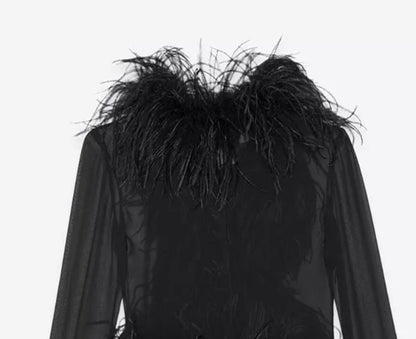 Detachable Ostrich Feather Collar