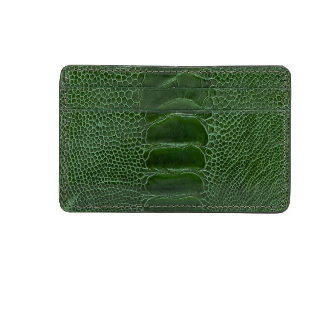 BlUE Genuine Ostrich Leather Skin Credit Card Holder/ Mini Wallet Card for  Men